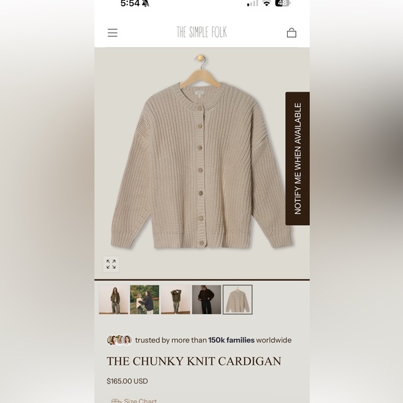 The Simple Folk Chunky Knit Cardigan Oatmeal Organic Cotton Size UK 12 US8 NWT - Picture 3 of 10